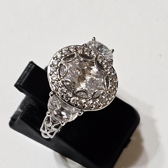 Antique Style Tacori IV Diamonique Epiphany Platinum Clad 925 Ring Size 5.5 - Picture 15 of 16